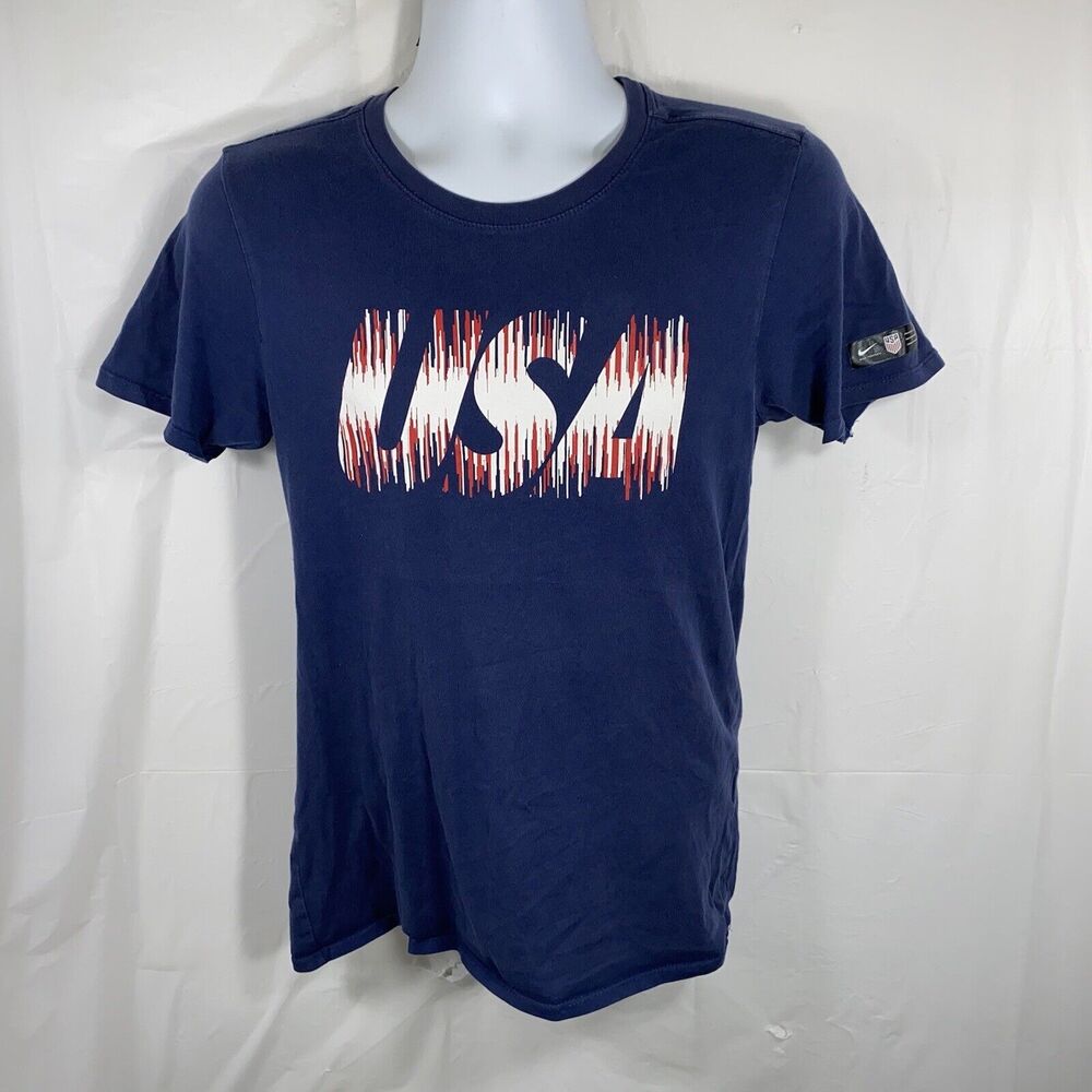Nike Engineered USA Soccer/Football Unisex Small Navy Blue Athletic Cut T Shirt